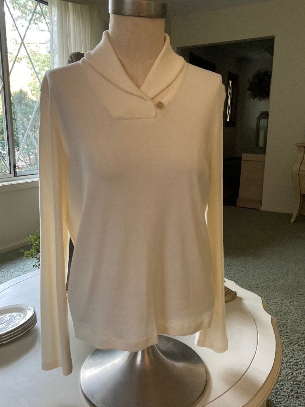 Ralph Lauren Off-White Rolled Neckline Shirt, size L